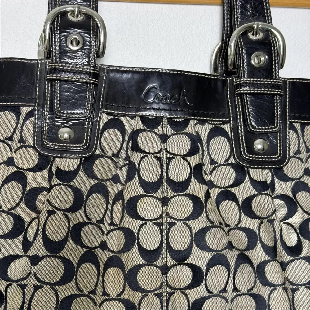 Vintage Y2K Coach Soho Pleated Signature Jacquard Shoulder Bag F15047 READ Black